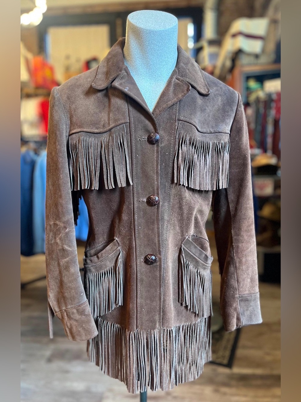 Women's Brown Suede Fringe Leather Jacket - Classic